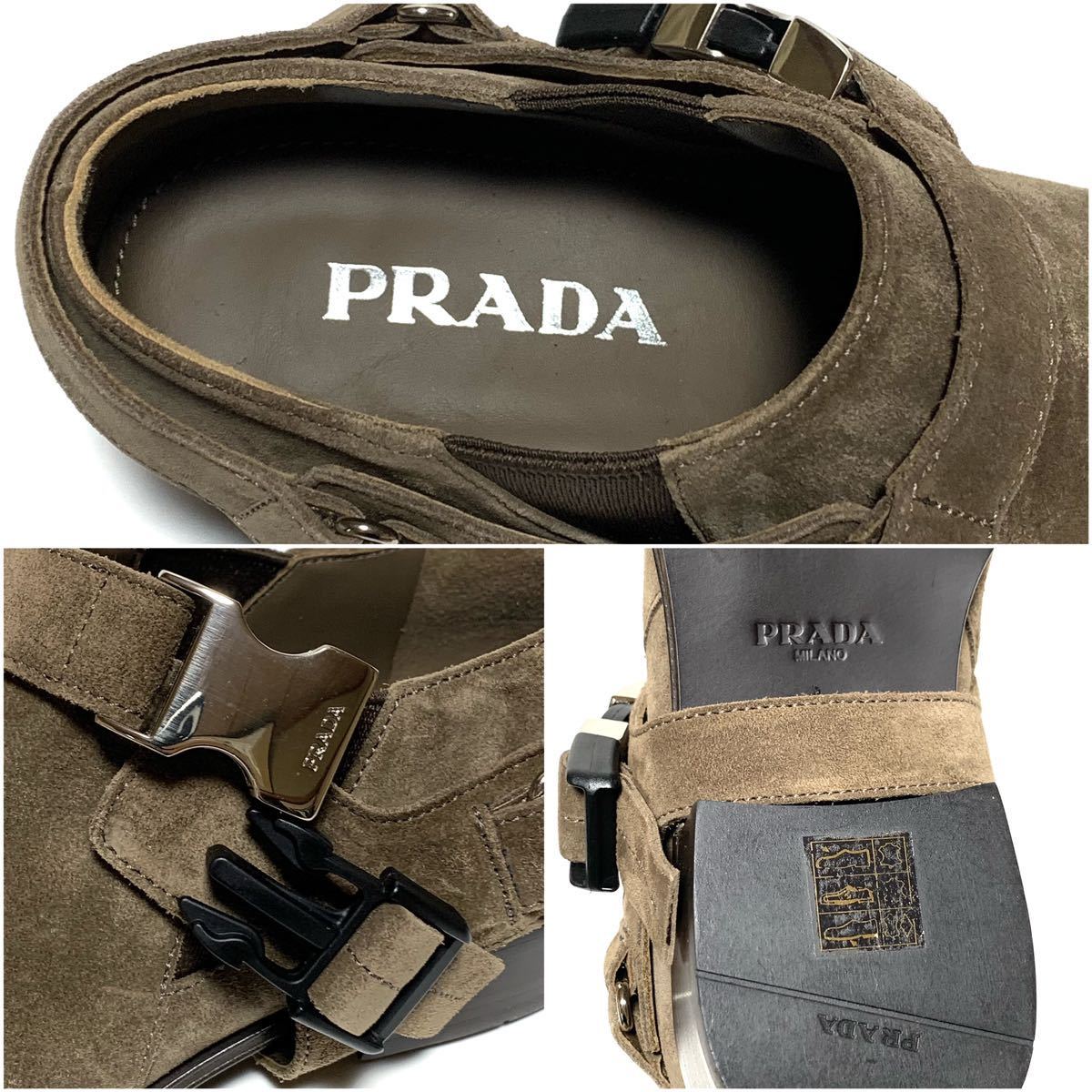 ☆未使用 プラダ PRADA アジャスターバックル サイドゴア スエードレザー シューズ size 35 イタリア製 ショートブーツ 革靴 ブーティ