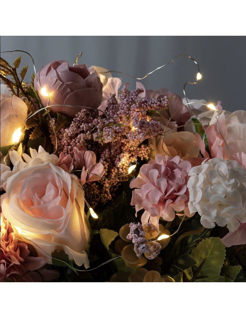 ピンクバラ造花 ガラス花瓶付き LEDムードライト インテリア飾りテーブルのセン_画像4