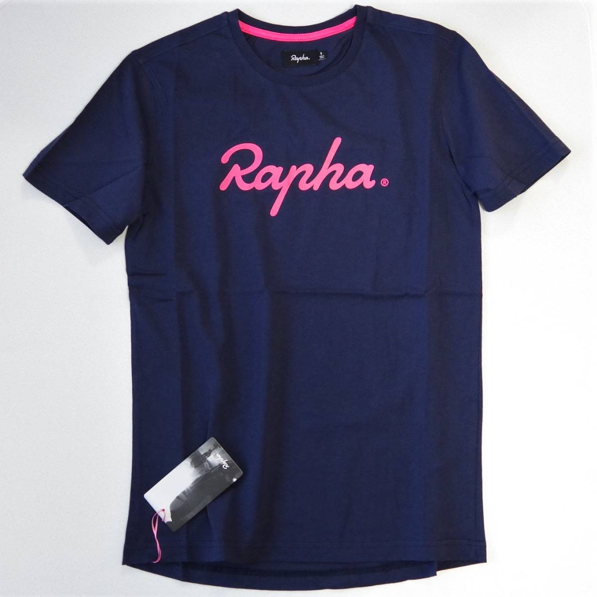 ★新品未使用! 送料込!★Rapha Logo T-Shirt ネイビー/ピンク系 XSサイズ ラファ ロゴ Tシャツ 半袖 コットン100％ 自転車 サイクリングの画像1