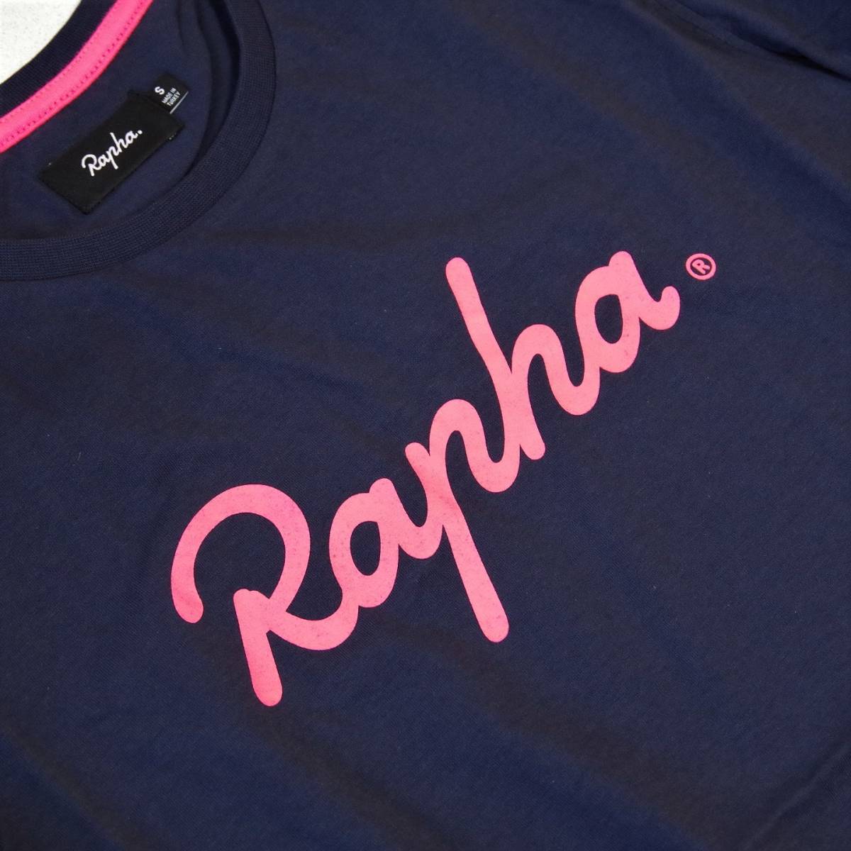 ★新品未使用! 送料込!★Rapha Logo T-Shirt ネイビー/ピンク系 XSサイズ ラファ ロゴ Tシャツ 半袖 コットン100％ 自転車 サイクリングの画像3