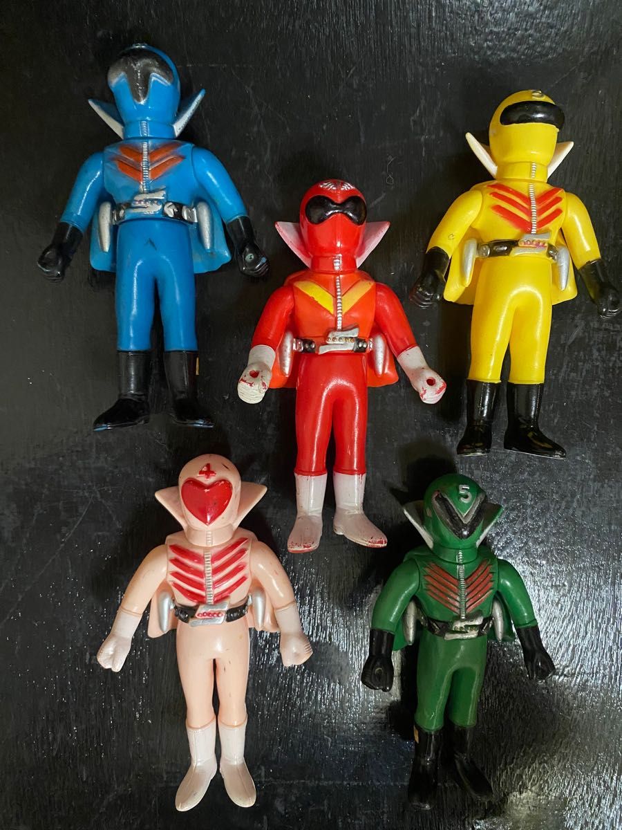 秘密戦隊ゴレンジャー ソフビ ポピー製 当時物 5体フルコンプ 秘密戦隊ゴレンジャー ソフビ ポピー製 当時物 5体フルコンプ