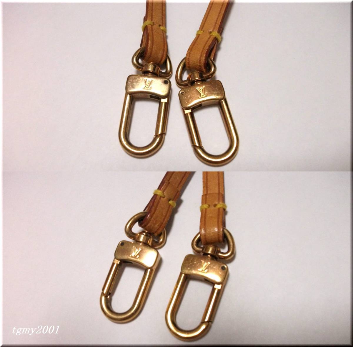 LOUIS VUITTON ルイヴィトン ショルダーストラップ ヌメ革×LVロゴ金具