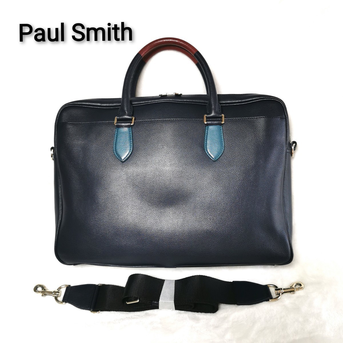 ポール・スミス(Paul Smith) 良質牛革使用 オール 本革 レザー 2way ショルダー ビジネス バッグ ブリーフケース 鞄 マルチカラー_画像3