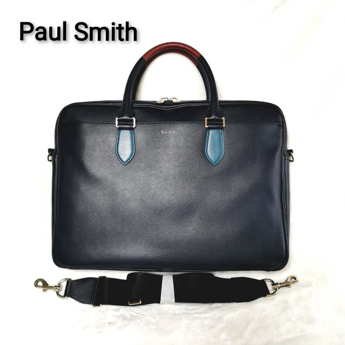 ポール・スミス(Paul Smith) 良質牛革使用 オール 本革 レザー 2way ショルダー ビジネス バッグ ブリーフケース 鞄 マルチカラー_画像2