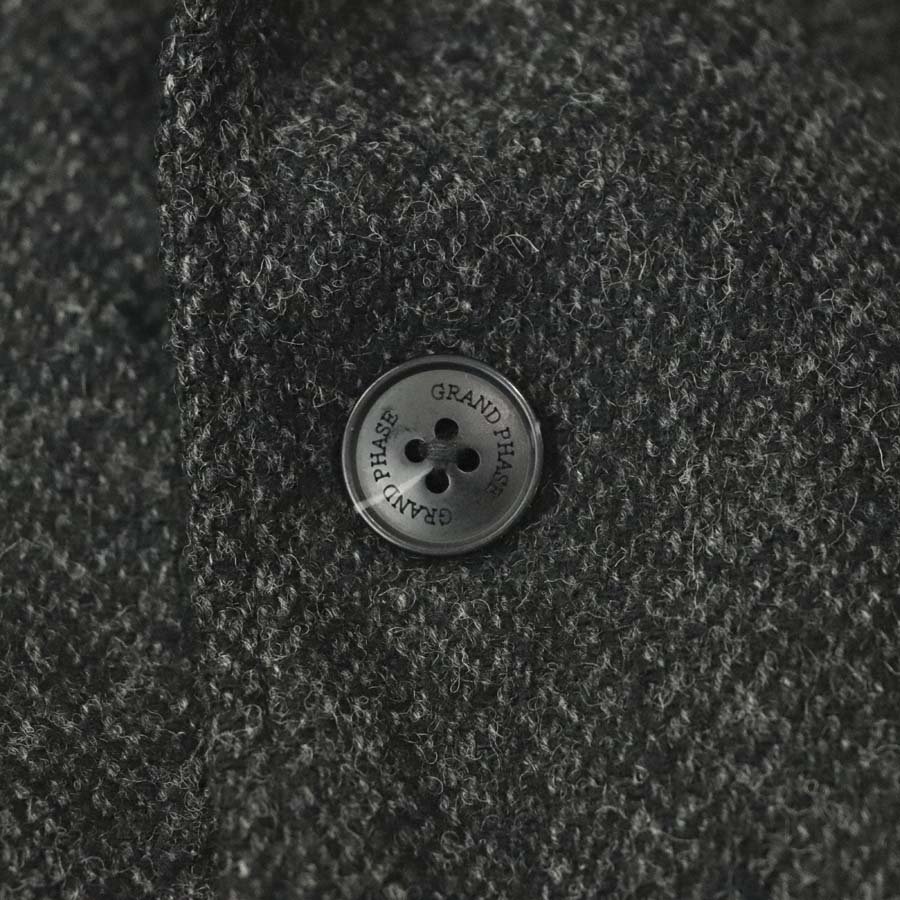 美品 GRAND PHASE グランフェイズ MOON社製 シェットランド ツイードウール 段返り 3つボタン テーラードジャケット ブラック 黒 XL_画像5