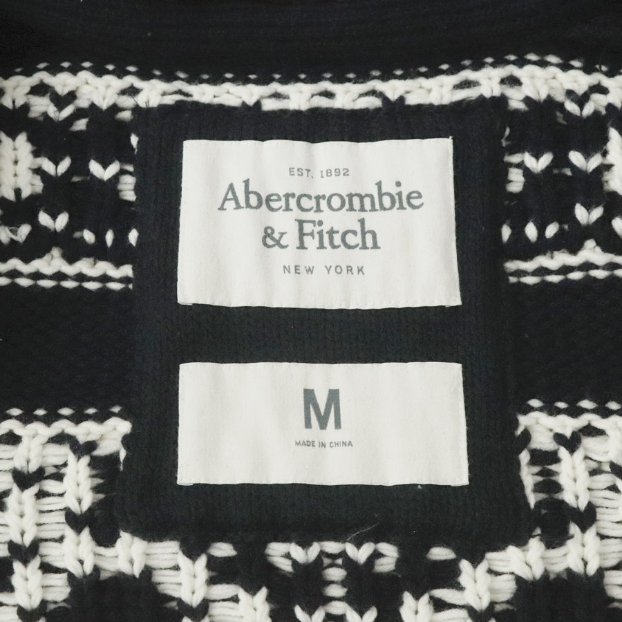 美品 国内正規品 Abercrombie ＆Fitch アバクロンビー＆フィッチ フード裏ボア カウチンニット パーカ 紺 ネイティブ M アメカジ デニム_画像7