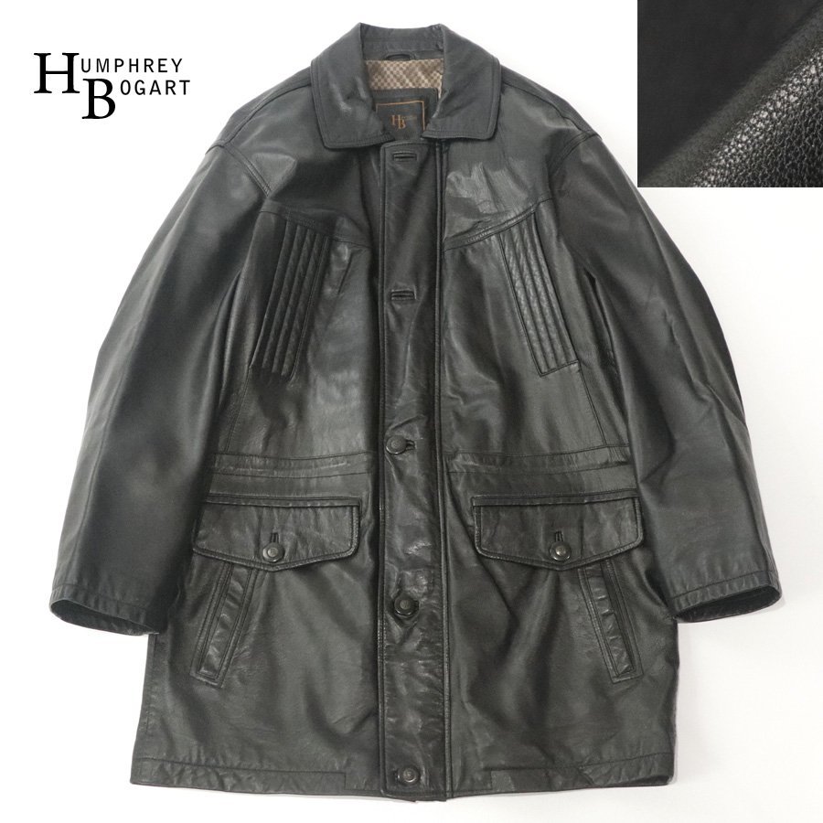 相場価格￥130,000- 美品 HUMPHREY BOGART ハンフリー・ボガート 羊革 ラムレザー フィールドコート ブラック 黒 L メンズ 紳士