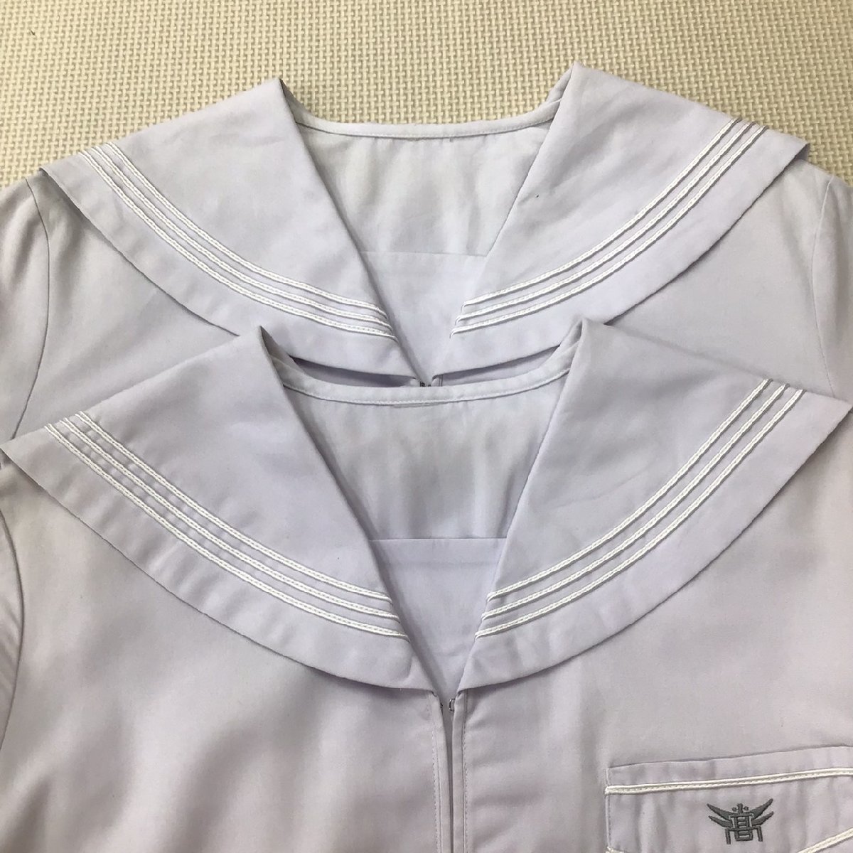 O67/(中古)兵庫県 小野高校 女子制服3点 /6/W66/丈57/セーラー/夏スカート/白3本/夏服/夏用/半袖/合服/中学校/高校/女子学生/制服/学生服_画像4