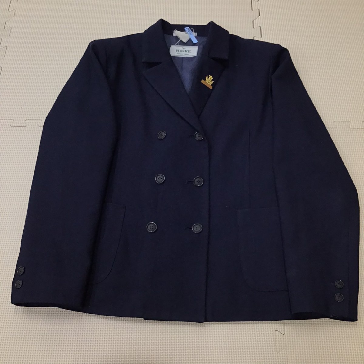 O128/( used ) Hyogo prefecture Tatsuno high school woman uniform 3 point /. chapter /M/W63/ height 63/ blaser / blouse / skirt /NIKKE/ navy blue / winter clothes / middle ./ high school / woman student / uniform / school uniform 