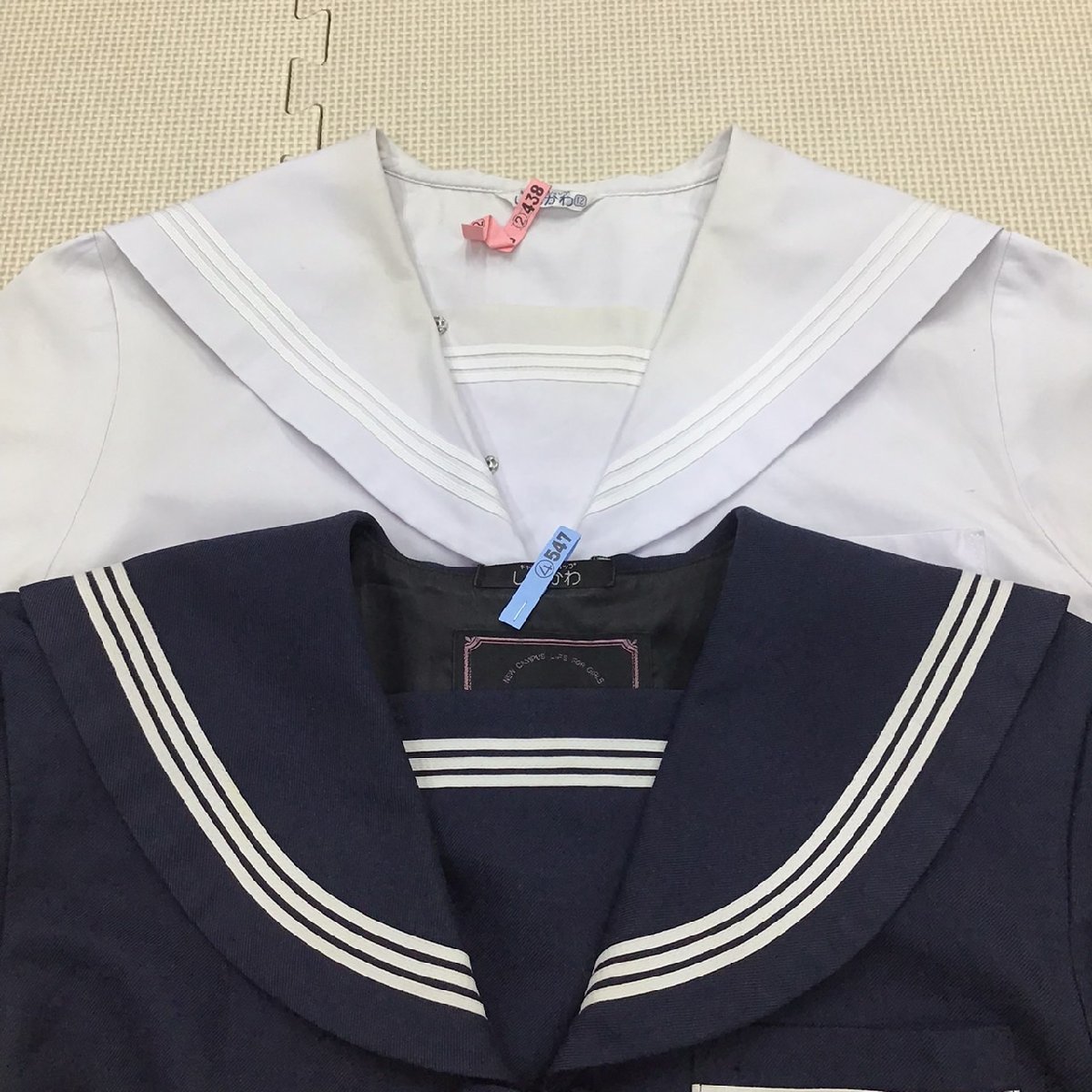 O44/(中古)兵庫県 氷丘中学校 女子制服5点 /旧制服/13/12/W69/セーラー/スカート/スカーフ/夏服/冬服/紺/赤/しもかわ/女子学生/学生服_画像4