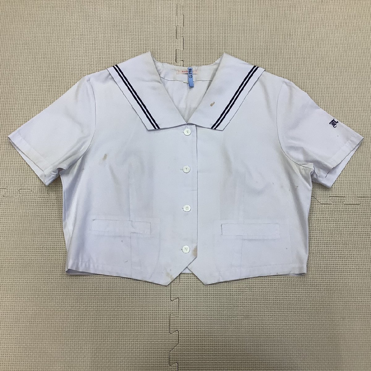 I132/Y(中古)山形県 山形北高校 女子制服2点 /大きめ/特大/3L/W73/変形型セーラー/スカート/Predichant/半袖/夏服/白/紺/制服/学生服