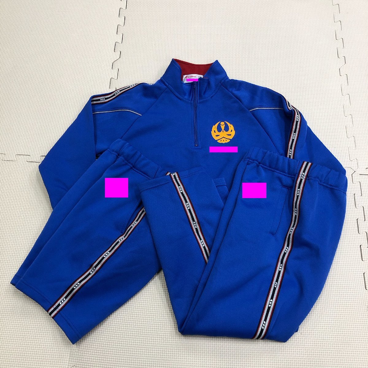 M160/Y( used ) Yamagata direction . name unknown gym uniform 3 point /130/ long sleeve / long trousers / shorts / blue series /KANKO/ man ./ elementary school student / small size / smaller 