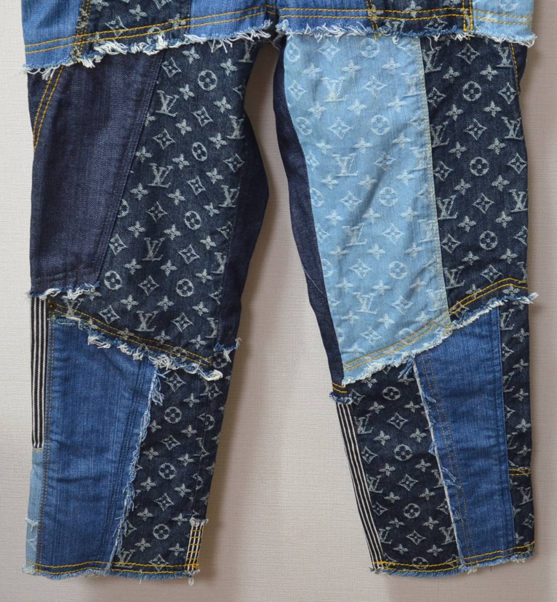 *LOUIS VUITTON Louis Vuitton * monogram patchwork Denim pants indigo blue lady's 40(L size ) jeans beautiful goods 