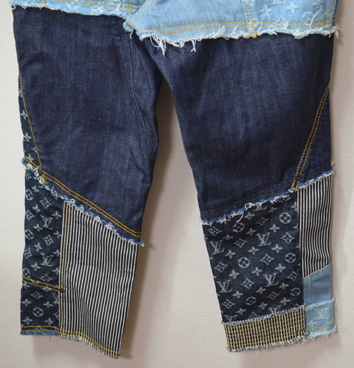 *LOUIS VUITTON Louis Vuitton * monogram patchwork Denim pants indigo blue lady's 40(L size ) jeans beautiful goods 