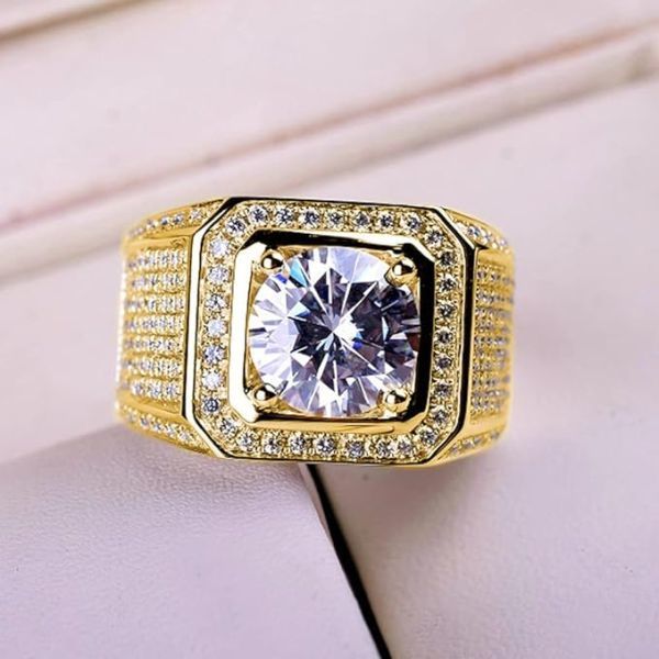 新品 18ｋgp ゴールド リング 指輪 ダイヤモンドcz ジルコニア 約10g 上質 質感 高品質 高級感 大人気 格安 送料無料！メンズレディースの画像2