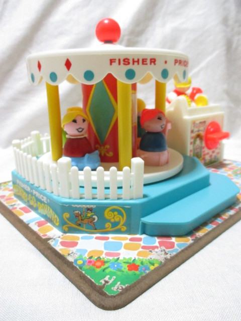 ★USA製　FISHER PRICE　フィッシャープライス メリーゴーランド　オルゴール　リトルピープル☆アメリカンビンテージ 雑貨 1971年/箱付き_画像5