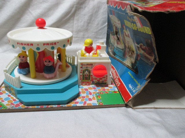 ★USA製　FISHER PRICE　フィッシャープライス メリーゴーランド　オルゴール　リトルピープル☆アメリカンビンテージ 雑貨 1971年/箱付き_画像2