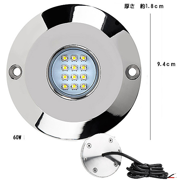 60W LED水中ライト ブルー マリンライト CREE 5W球 60W LED水中ライト ブルー マリンライト CREE 5W球
