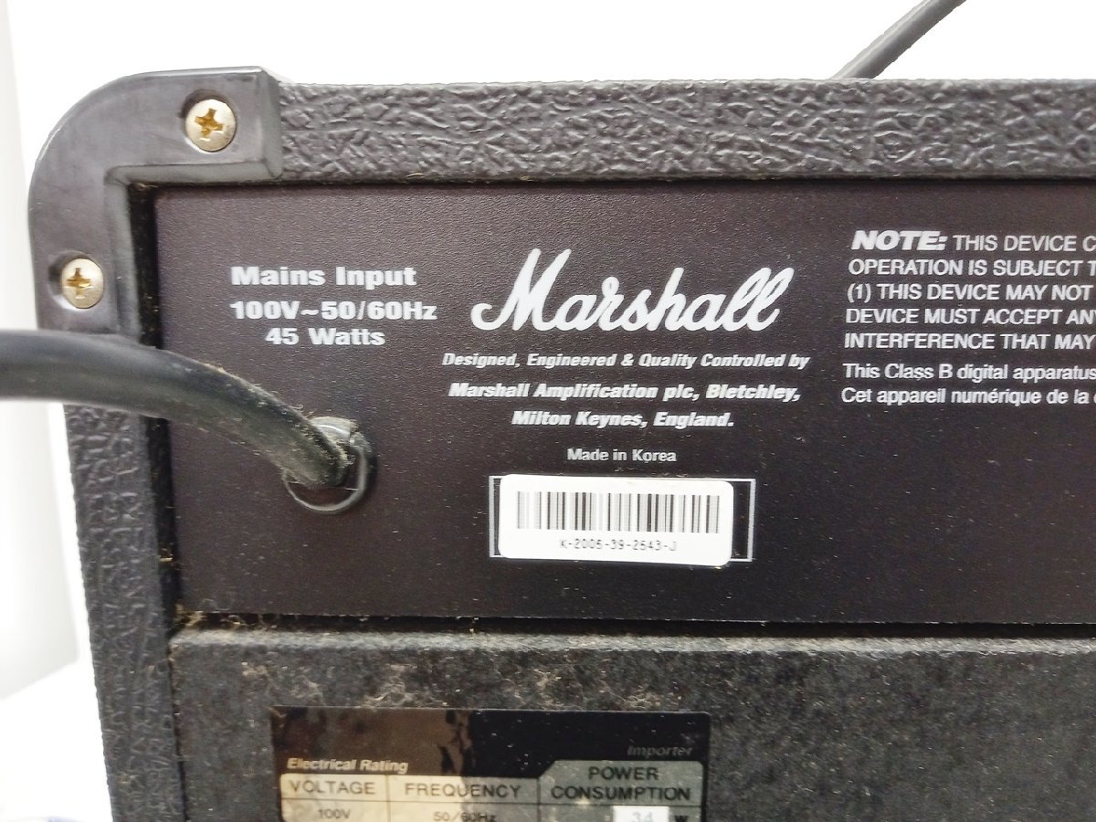 [7D-510-038-1] Marshall マーシャル MG15DFX ギターアンプ 本体のみ 通電のみ動作確認済み 中古_画像4