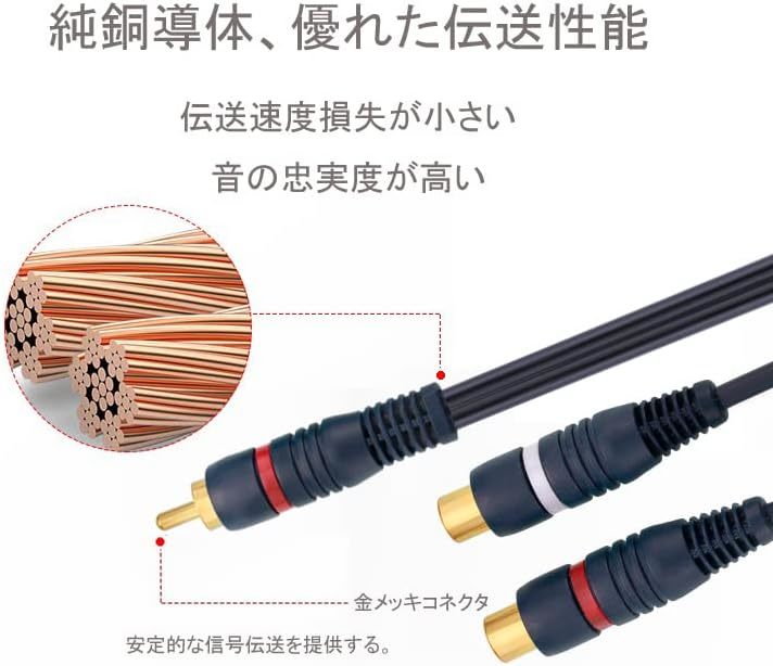 EIGHTNOO RCA sharing cable 2 ps 21.5cm divergence RCA male to 2RCA female RCA audio cable video o