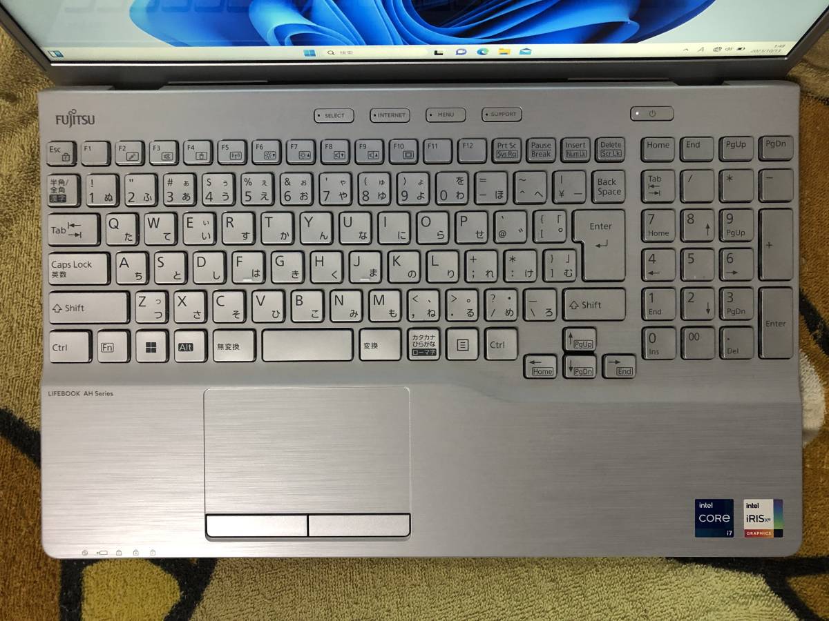 2023年2月28日購入 WA3/G2 i7-1260P 12コア / 16スレッド 高速SSD512GB Windows11 Office Wi-Fi6 FUJITSU 富士通 AH53/G2 限定機 AH53_画像4