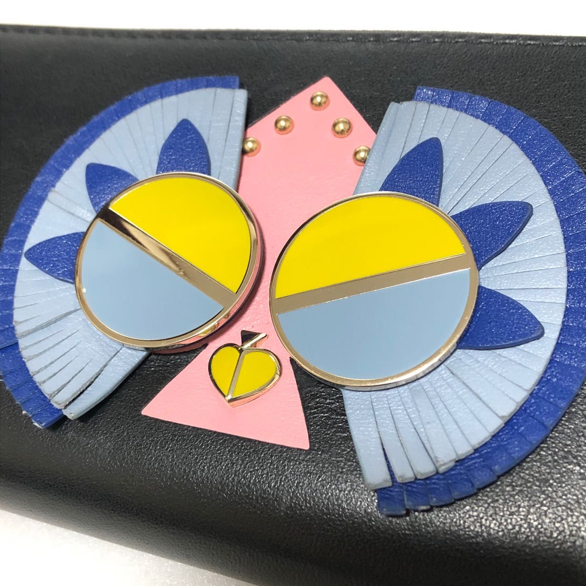 kate spade NEW YORK ケイトスペード 長財布 ラウンドファスナー レザー 装飾 黒