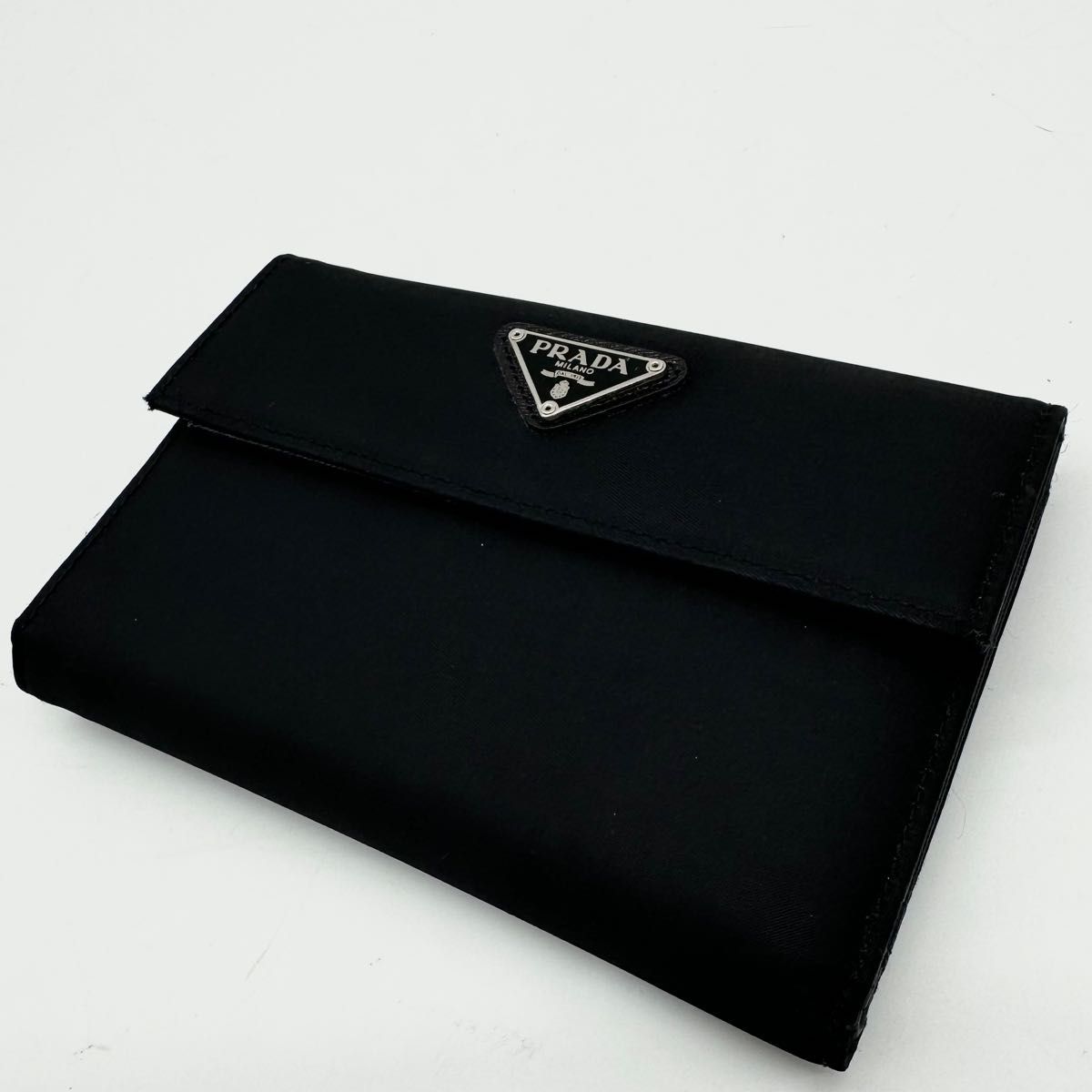 未使用級】PRADA 長財布 折り財布 ナイロン レザー ブラック 三角ロゴ-