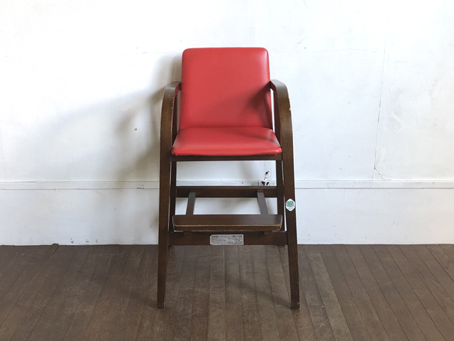 秋田木工 子供椅子 赤 ベビーチェア チャイルドチェア ダイニングチェア 希少 レトロ/リビング/ヴィンテージ/家具、インテリア