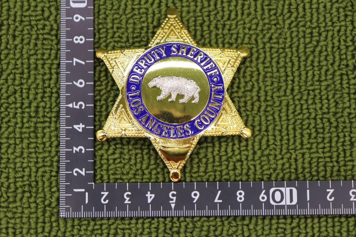 B2新品 DEPUTY LOS ANGELES COUNTRY SHERIFF ロサンゼルス郡 市警 シェリフ 保安官 レプリカ GOLD ゴールド 金 バッジ バッヂ LAPD 管理nmc_画像2