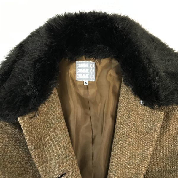  Comme Ca /COMME CA ×3* attaching and detaching fur /100% wool jacket [9/ lady's M/ tea /brown] short coat /Jackets*BH261