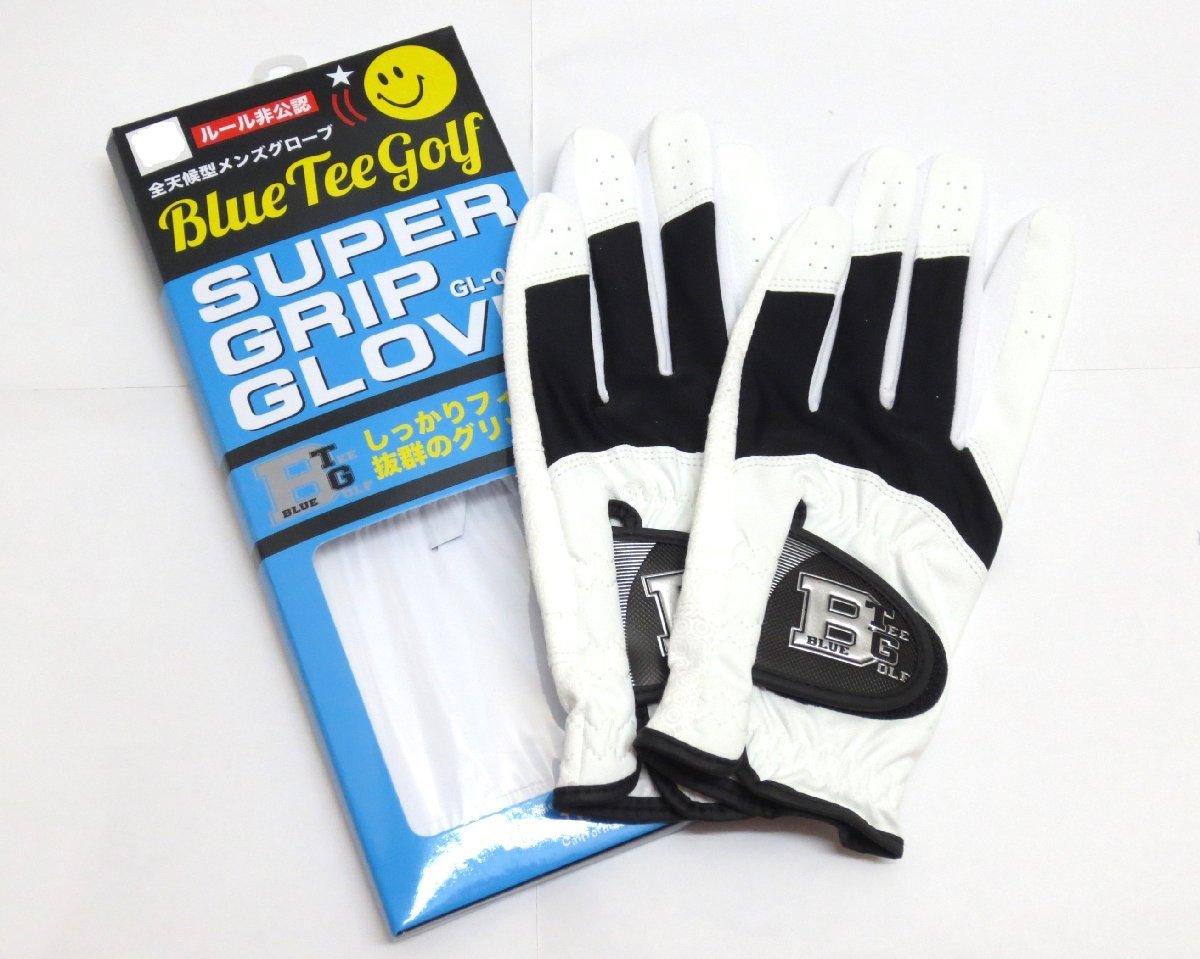  new goods *BLUE TEE GOLF* blue tea Golf *BTG-GL004 super grip glove 2 sheets set * rule non official recognition * white / black *25cm*.. packet 