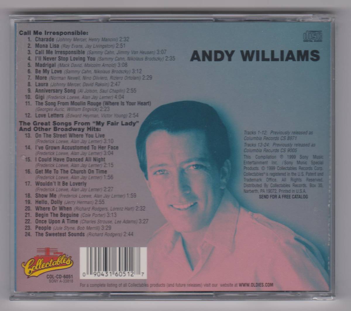 【新品/輸入盤CD】ANDY WILLIAMS/Call Me Irresponsible & The Great Songs From "My Fair Lady" And Other Broadway Hits_(出品商品はシールド状態です)