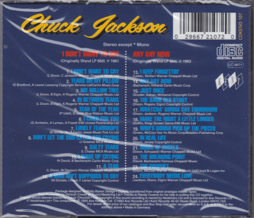 【新品/輸入盤CD】CHUCK JACKSON/I Don't Want To Cry & Any Day Now_(出品商品はシールド状態です)