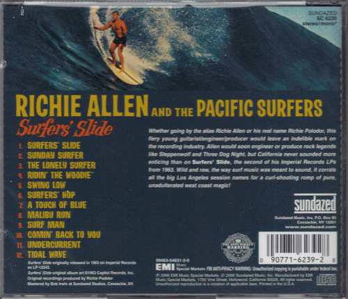 【新品/輸入盤CD】RICHIE ALLEN AND THE PACIFIC SURFERS/Surfer's Slide(1963)の画像2