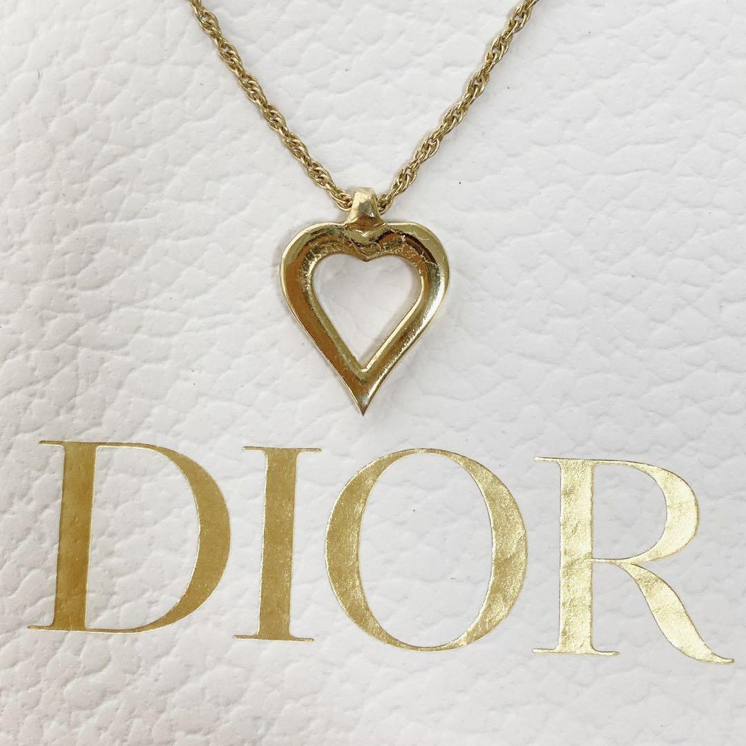 美品 ディオール Dior ハート ネックレス ストーン ゴールド_画像6