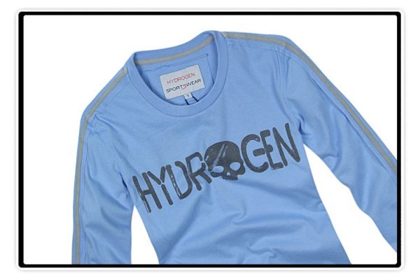 美品◆【格好良く】メンズTシャツHYDROGENハイドロゲン長袖トップス空色ーL_画像2