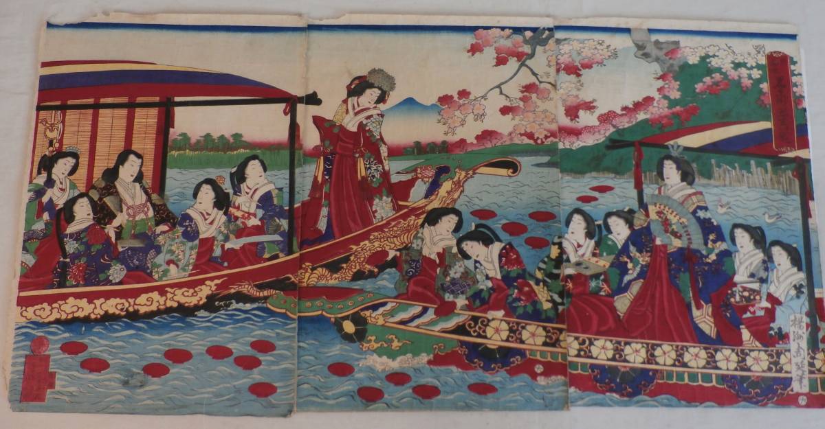 返品不可】 ※値下げ※ 明治時代 歌舞伎錦絵芝居絵役者絵《豊原国周筆