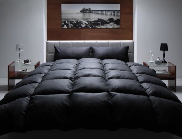 羽根布団セット ベッド用１０点 ダブルサイズ 色-サイレントブラック