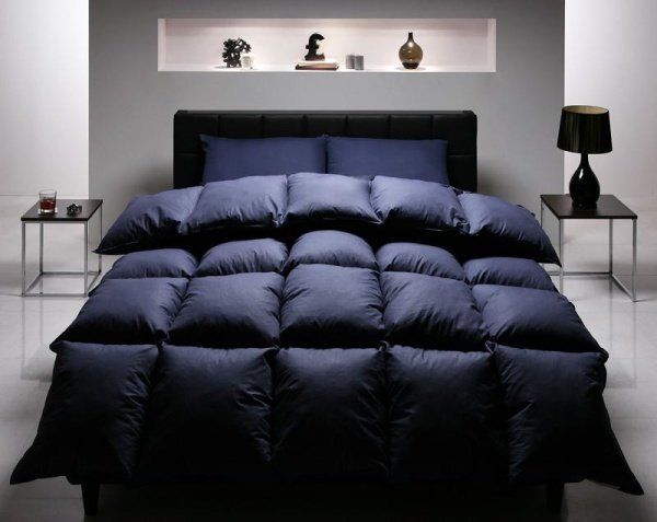布団セット ベッド用８点 シングルサイズ 色-ミッドナイトブルー /シンサレート高機能中綿素材 抗菌防臭 暖かい 洗える