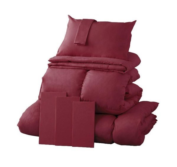 布団セット ベッド用１０点 キングサイズ 色-ワインレッド /シンサレート高機能中綿素材 暖かい_画像2