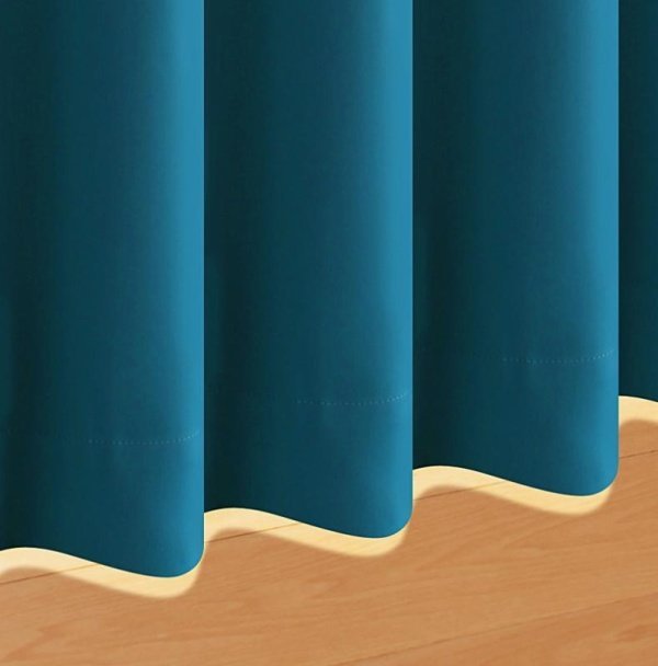 １級遮光 ドレープカーテン (幅150cm×高さ120cm)の２枚セット 色-マリンブルー /国産 日本製 防炎 遮熱 洗える_画像2