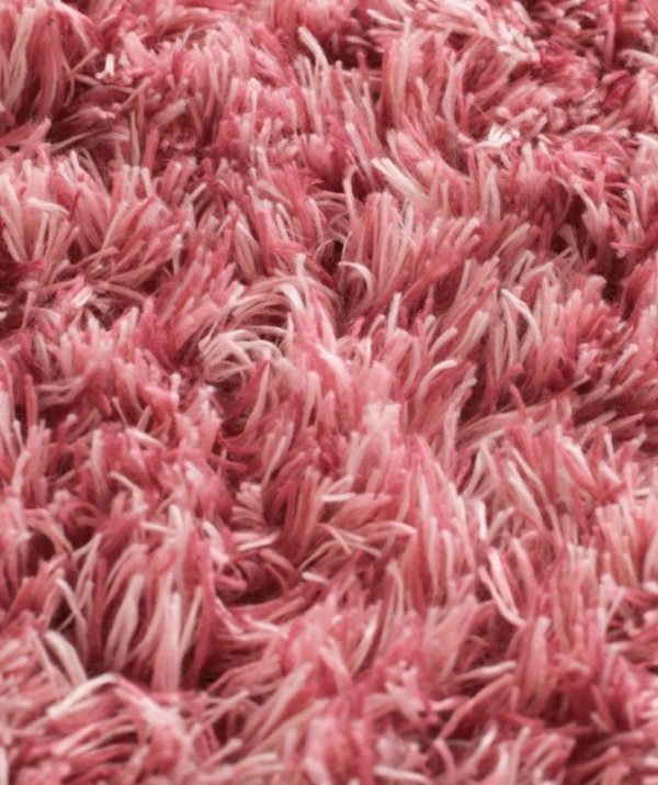 ラグ 直径190cm(サークルの形) 色-ローズピンク /ふかふかマイクロファイバー贅沢シャギー リビングマット 軽量 洗える 床暖房対応