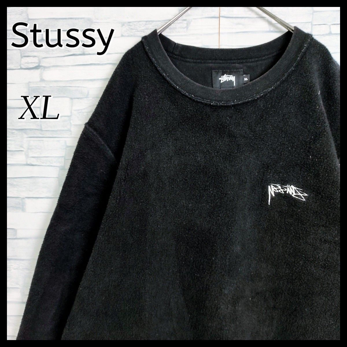 希少デザイン】Stussy ステューシー 反転刺繍ストックロゴ付ボア 希少デザイン】Stussy ステューシー 反転刺繍ストックロゴ付ボア