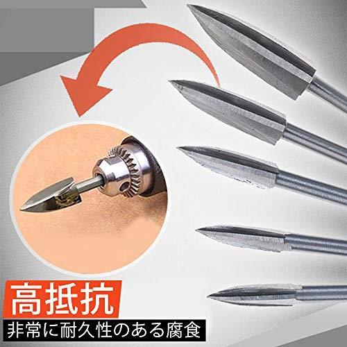 ■ チワン qiwang_JP 5本セット 電動ノミ彫刻ツール 電動彫刻刀 スチール製 カービングナイフ DIY工具 伝統工芸 ビーズ/木彫りなどマイクロ_画像3