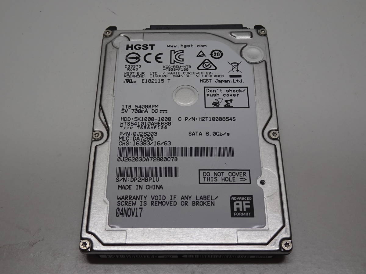 HGST HTS541010A9E680 1TB HDD SATA 正常品 管HD-1322_画像1