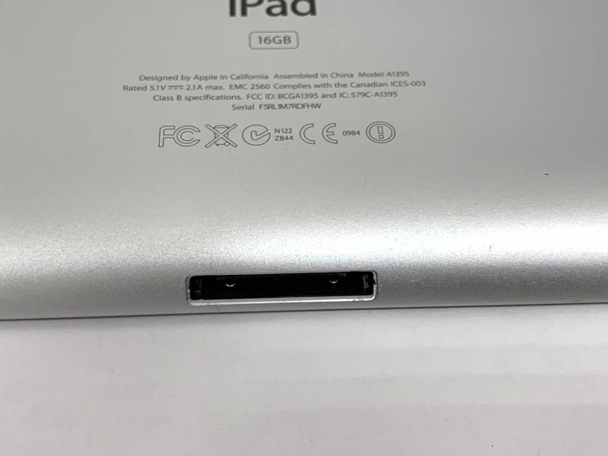 7104 中古 動作確認済 iPad 第2世代 Apple 16GB A1489 MC769LL/A タブレット 家電 シルバー 美品 初期化済 充電器ありの画像4