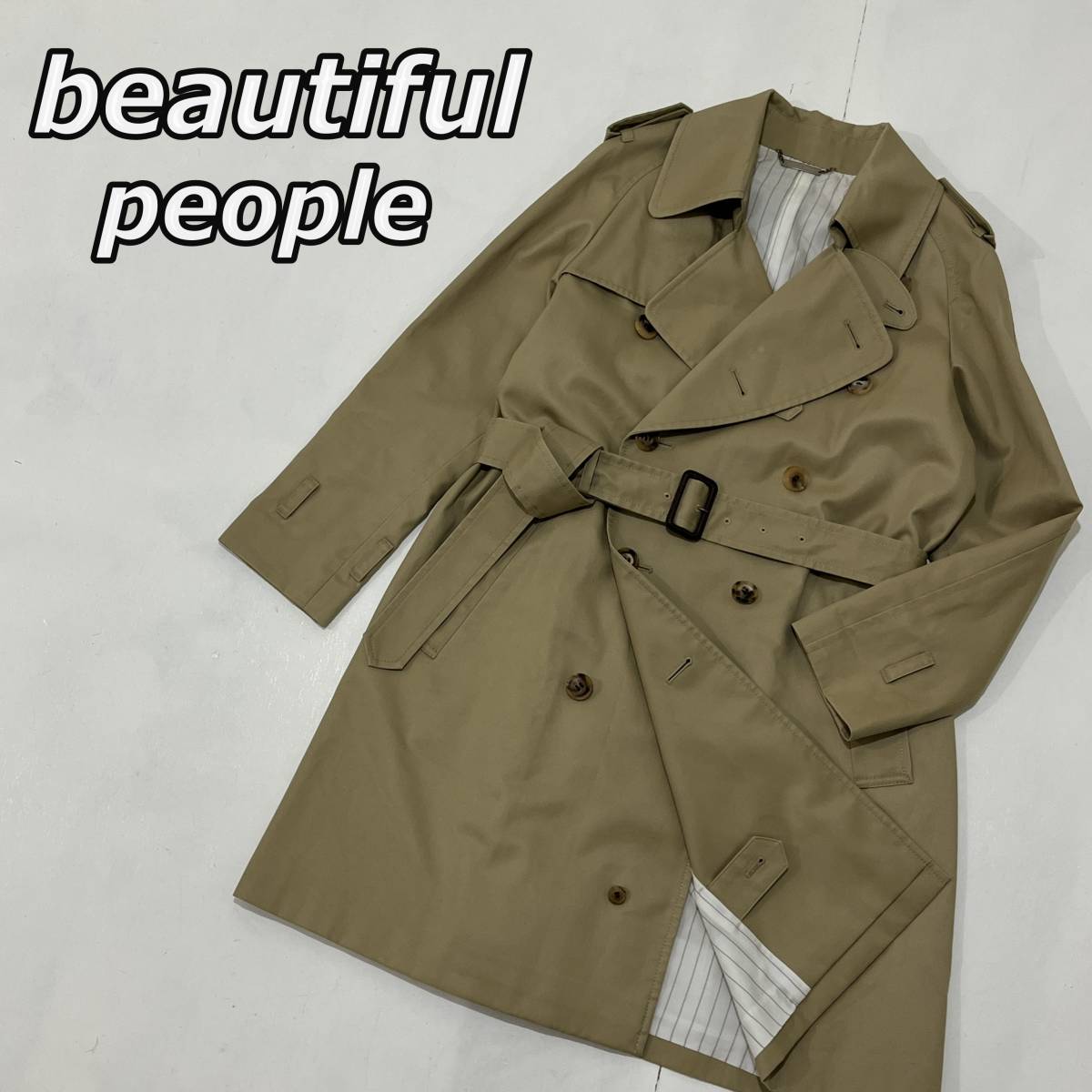 【beautiful people】ビューティフルピープル トレンチコート ストライプライナー レディース ジャケット ベージュ 1550103402_画像1