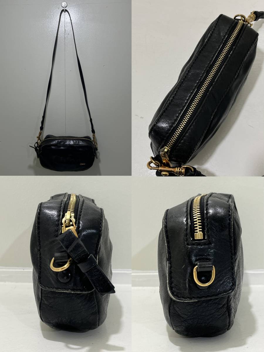 Chloe】クロエ レザー ミニ ショルダーバッグ ロゴ 刻印