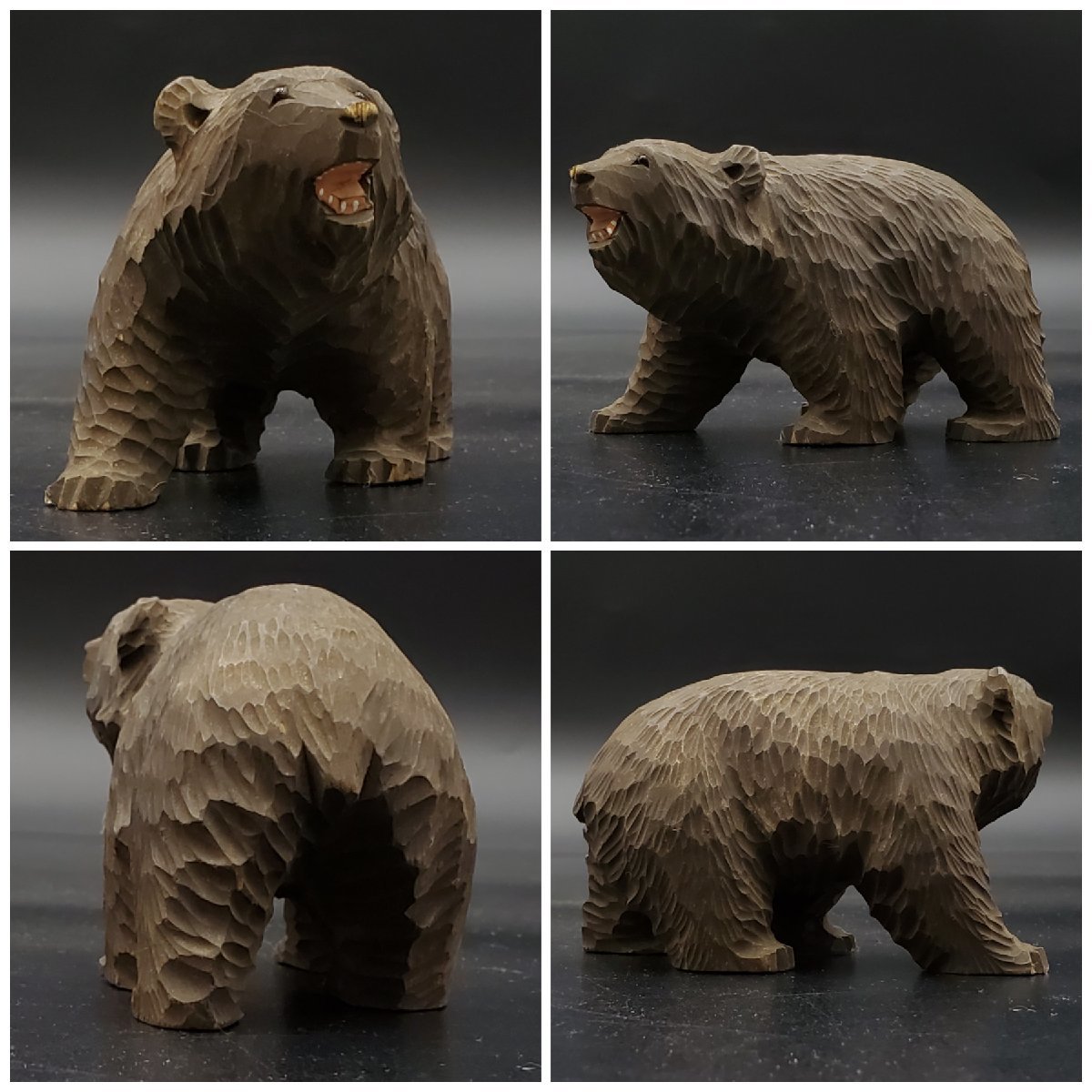 【宝蔵】木彫り 熊 2点セット 鮭持ち熊の親子 手頃なサイズ 彫刻 置物_画像3