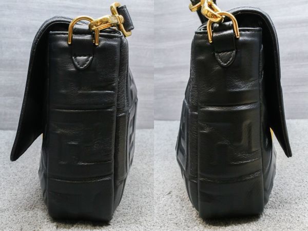 美品 フェンディ マンマバケット ラージ 2WAY ハンド ショルダー 8BR771 ナッパレザー ブラック FENDI_画像9